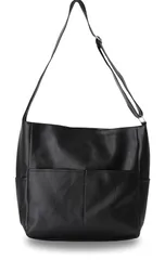 [ラディベル] ショルダーバッグ レディース 斜めがけ 大容量 軽?? 肩掛け 通勤 通学 ビジネス A4 2way 大きめ 合皮 (1.ブラック)