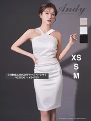 ホワイト[ON2986-W-2509]【ANDY/アンディ】サテン/ ホルター/ タイト/ 膝丈/ ミディアムドレス/ キャバドレス/ DEAbyROBEdeFLEURS. Glossy ディアローブドフルールグロッシー