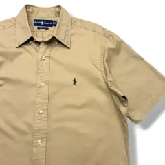 90s Polo POLO RALPH LAUREN(ポロラルフローレン) カーキベージュ コットン 半袖 シャツ