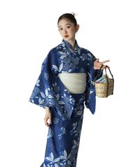 浴衣✿注染 居敷当て付き 手縫仕立 濃紺色 綿 - メルカリ