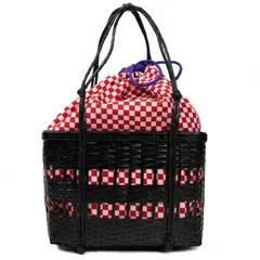 [KYOETSU] キョウエツ バッグ かごバッグ 浴衣 kg-07 レディース (かご-黒×1.赤市松)