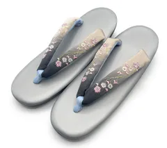 [浅草きもの市] 刺繍鼻緒 ウレタン底 草履 (グレー)