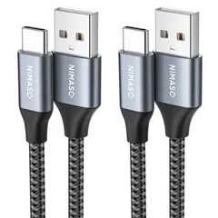 NIMASO USB Type C ケーブル 【1m/2本セット】 【QC3.0対応】 急速充電 USB-C & USB-A 3A タイプc 充電ケーブル iPhone16/15シリーズ、iPad Pro、Sony、Galaxy、Huawei その他Andro