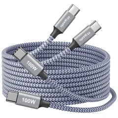 etguuds USB C ケーブル【長い/2.5m 2本】100W 5A急速充電 タイプC ケーブル 高耐久ナイロンiPhone 1716 15、Galaxy S25/S24/24FE、Pixel 8a/9a、MacBook Pro等USB-C機種対応