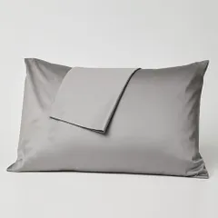 枕カバー 高密度 高級綿100％ 2枚?50×70cm 通気性 まくらカバー コットン上質 洗いざらし 抗菌防臭加工 通気 速乾 封筒式 無地 天然素材 肌に優しい触り心地の綿100％ 上品でなめらかな光沢 封筒型 ホテル仕様 (グレー, 2枚?50×70cm