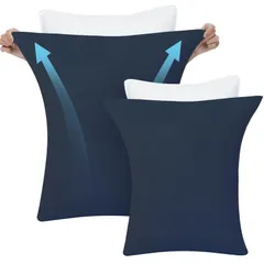 【3D伸びる・Tシャツ肌触り】枕カバー のびのび 枕カバー 2枚セット まくらカバー オールシーズン Tシャツ素材 封筒式 ピローケース 柔らかい ピローカバー さらさら肌触り 枕かバー 吸汗速乾 抗菌防臭 (35x50 CM ネイビー)