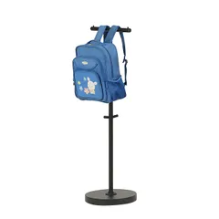サニーポイント ポールハンガー フック付き 衣類収納 ランドセルスタンド 安定 キッズ コートハンガー スタンド バッグ掛け スリム ハンガーラック スチール (ランドセル掛け x ブラック)のサムネイル