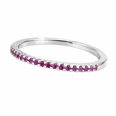 mellowact(メローアクト) リング アレルギー対応 ピンク ルビー カラー CZダイヤ S925 シルバー コーティング 一文字 ハーフエタニティ (20号)