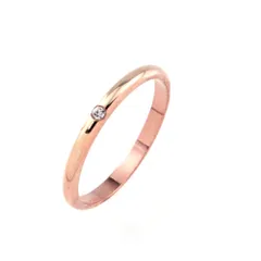 [Jewelry Shop M] 【お肌に優しいアレルギーフリー】ワンストーン×シンプルラウンド甲丸リング カラー：ゴールド サイズ：11号 (r133-G-11)