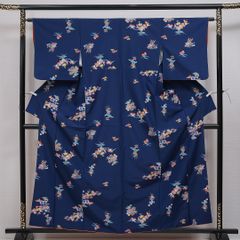 江戸小紋 袷 未使用 古代文様紅型 東レシルック ポリエステル 12557