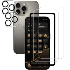 HKKAIS いphone16pro 保護フィルム【2+2 枚セット】 ガイド枠付き日本製硝子採用 iPhone16 Pro 用 ガラスフィルム グーグルカメラフィルム 強化 ガラス 液晶画面 アイフォン16プロ 保護フィルム