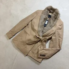 【新品未使用品】 Banana Republic （バナナリパブリック） ファー付きジャケット ハーフコート ウエストリボン Nova Fides イタリア製生地使用 定価 ¥23,000 レディース Mサイズ相当のサムネイル