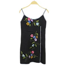 アナスイ ANNA SUI キャミソール 4 黒系 ブラック 花柄 刺繍 サイドスリットのサムネイル