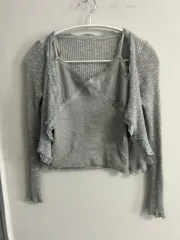 グレーニットカーディガン & トップス セット