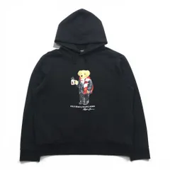 Polo Ralph Lauren ポロベア 前V プルオーバー パーカー L ブラック サイドポケット