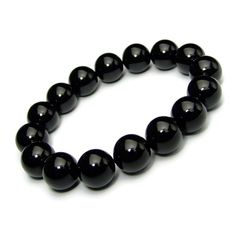 高テリ モリオン（黒水晶）ブレスレット 魔除け 15.5mm 内径18cm 