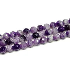 【新品】 【hinryo】 6mm～12mm A～AAA 64面カット ケープアメジスト エレスチャルアメジスト 1連39cm 通し針、解説書、1ｍゴム付き 南アフリカ共和国産 天然石 パワーストーン (10mm A g3-567A) 1