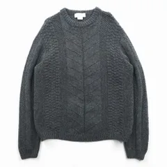J.CREW 90年代 ヴィンテージ ケーブル編み ニット クルーネック セーター M グレー メリノウール HAND KNIT
