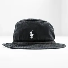 Polo Ralph Lauren 90年代 バケットハット S/M ブラック スモールポニー 刺繍 ロゴ