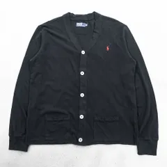 Polo Ralph Lauren 90年代 鹿の子 ニット カーディガン 2XL ブラック スモールポニー刺繍