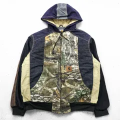 carhartt リメイク 再構築 カラーブロック ダック アクティブジャケット パーカー L マルチカラー クレイジーパターン