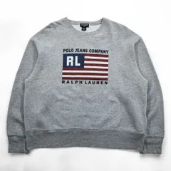 Polo Ralph Lauren 90年代 ヴィンテージ 星条旗 プリント スウェット トレーナー L グレー POLO JEANS CO.