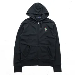 Polo Ralph Lauren ジップパーカー S ブラック 裏起毛 コットン ポロベア 刺繍 フロントポケット