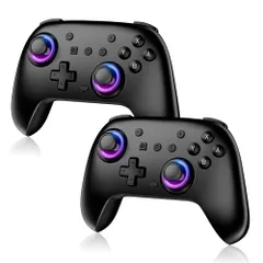 Switch コントローラー 2セット Switch 2 7色RGBライト 800mAh大容量バッテリー 8時間連続使用 4段階TURBO連射 背面ボタン＆マクロ機能 Bluetooth?5.0 無線接続 ホール効果スティック 4段階HD振動 dcc04009