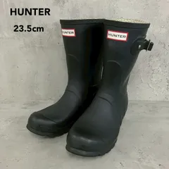 HUNTER ハンター レインブーツ 長靴 スノーブーツ ラバーブーツ ミドル丈 ショート オリジナル サイドベルト ブラック 黒 ロゴ 23.5cm レディース 梅雨 防水 撥水 防寒 雪道 アウトドア ★ ■■