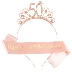新品 seimeinoki 2点セット 誕生日 王冠 パーティーサッシュ 誕生日パーティークラウン ラインストーン カチューシャ 髪飾り タスキ ヘアフープ ティアラカチューシャ デコレーション お祝い イベント レディース (50歳)