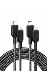 新品 Anker 310 高耐久ナイロン USB-C & ライトニング ケーブル MFi認証 iPhone 14 各種対応 (3.0m ブラック 2本セット)