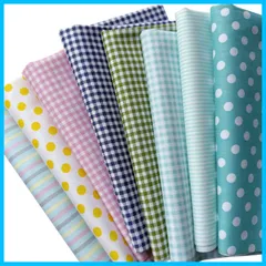 8枚セット チェック・縞柄・水玉 生地 40×50cm おしゃれ 手芸 生地 はぎれ 花 手芸用 パッチワーク 布セット
