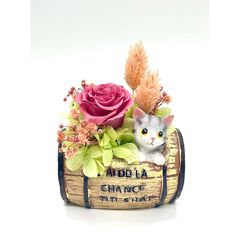 [신품] 화관 seina 프리자브드 플라워 미니 고양이 짱 우젠 포드 선물 플라워 어레인지먼트 시들지 않는 장미 꽃 인테리어 입상 (핑크/타르 옆) 1