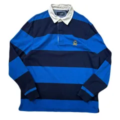 CHAPS チャップス ラガーシャツ ボーダー柄 青×紺×白 Lサイズ No.EA380