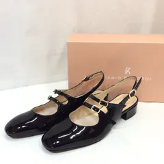未使用☆ FABIO RUSCONI ファビオルスコーニ ダブルストラップバックバンドパンプス 36(23.0〜23.5cm) ブラックエナメル
