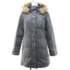 インデックス INDEX リバーシブル ダウン ジャケット ミドル丈 M 灰系 グレー フード ラクーンファー ジップアップ 裏地