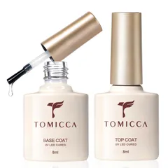 新品 TOMICCA ジェルネイル トップコート ベースコート 8ml 2点セット 拭き取り不要 ネイルジェル ネイル工房 UV/LED対応 初心者＆プロ適用 セルフネイルのサムネイル