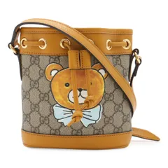 GUCCI グッチ オフィディア KAI×GUCCI GGスプリーム ミニ バケットバッグ ショルダーバッグ 巾着 EXO-KAI コラボ テディベア PVC ベージュ 660304