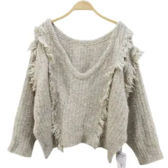 モノマート MONO-MART 2way 長袖 ミスティック ムード ニット セーター M ベージュ メランジ フリンジ サイドスリット タグ付