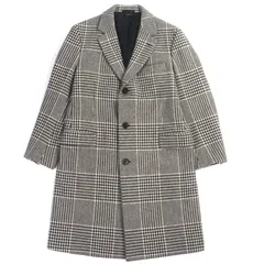 極美品▼HERMES エルメス ウール100% 千鳥格子 厚手 ツイード シングルチェスターコート ブラウン 50 イタリア製 正規品 メンズのサムネイル