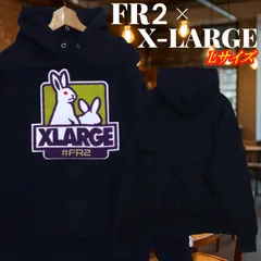 FR2 エフアールツー × X-LARGE エクストララージ デカパイルロゴ コラボ プルオーバーパーカー Lサイズ ブラックのサムネイル