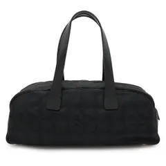 CHANEL シャネル ニュートラベルライン ミニボストンバッグ ハンドバッグ ナイロンジャガード レザー ブラック 黒 ゴールド金具 A15828