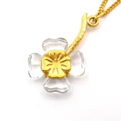 SWAROVSKI(スワロフスキー) ネックレス美品  - ゴールド×クリア クローバーのサムネイル