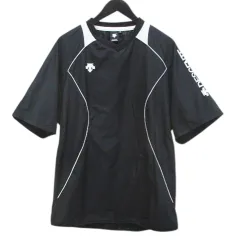 デサント DESCENTE スポーツウェア バレーボール 半袖 プラクティス ピステ ウォームアップ ジャケット O 黒系 ブラック 切替 プリント パイピング