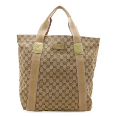 GUCCI グッチ GGキャンバス シェリーライン トートバッグ ショルダーバッグ ショルダートート レザー カーキベージュ ピンク ゴールド 189669 