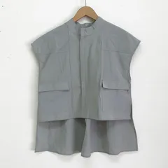 美品 willfully イレギュラーヘム フラップポケットジップトップス フレンチスリーブ ストレッチナイロン ベスト FREEのサムネイル