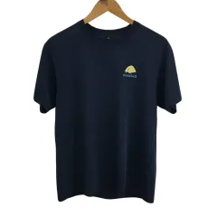 モンベル Montbell Tシャツ カットソー プルオーバー クルーネック アウトドア ロゴ プリント 半袖 M 紺 黄 ネイビー イエロー