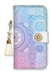 iPhone 17e ケース 手帳型 アイフォン17e スマホケース 携帯ケース パール デコ ストラップ付 モロッコ モロッカン 上品 大人 可愛い キレイ カラー06