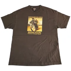 00年代 USA製 HARLEY DAVIDSON ハーレーダビッドソン 半袖Ｔシャツ モーターサイクル ブラウン(メンズ XL)中古 古着 X9810