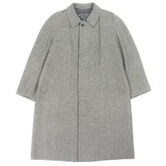 極美品▼LANVIN CLASSIQUE ランバン クラシック カシミヤ100% ヘンリーボーン柄 比翼仕立て ロング ステンカラーコート グレー 50 正規品 メンズ